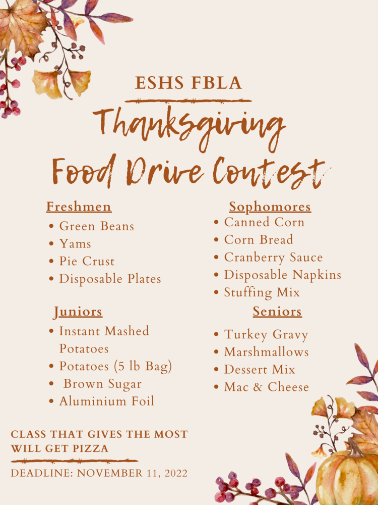 FBLA Thanksgiving Food Drive Contest