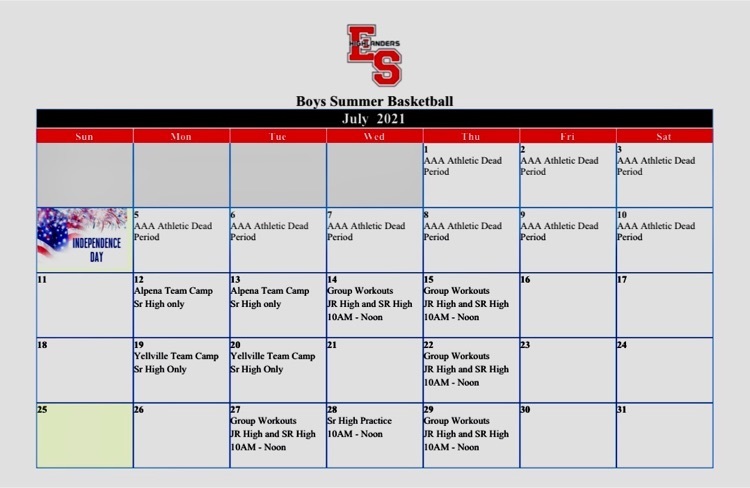 July boys basketball schedule 