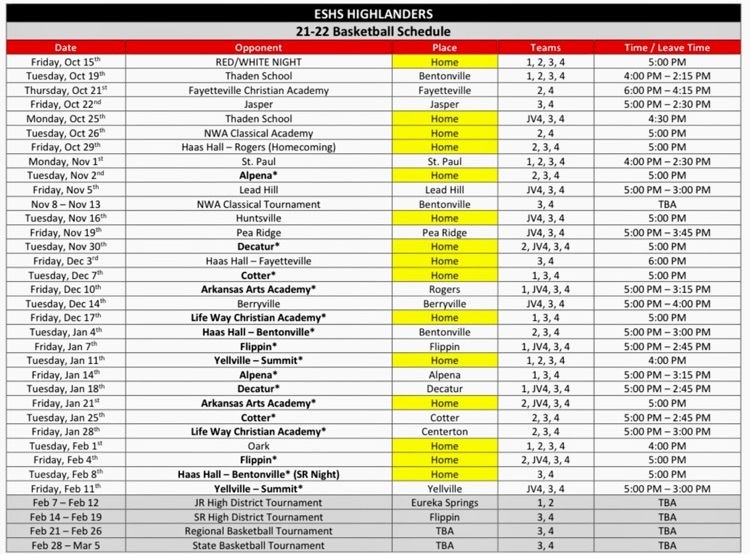 BBall Schedule